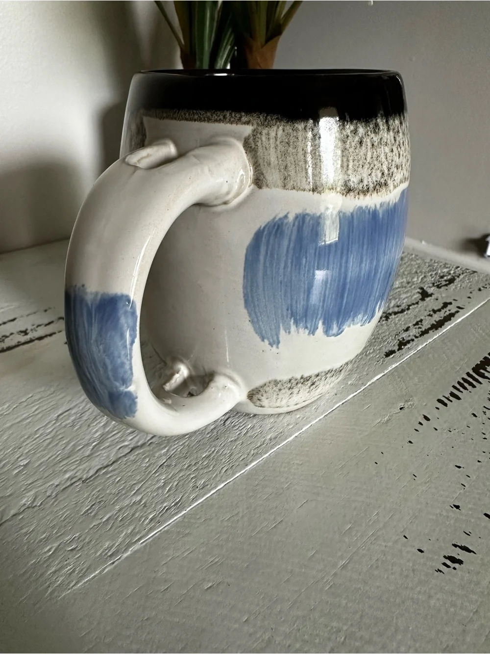 Blue & Cream Ceramic Palm Tree Mug with Coastal Coasters Bundle